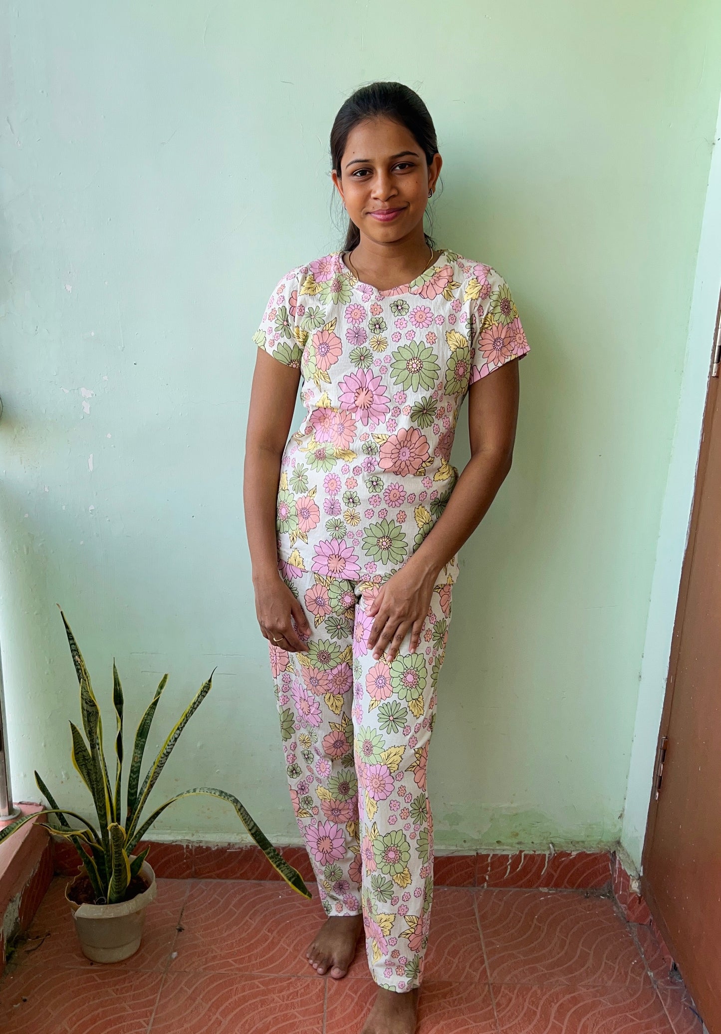 Light Yellow Crushed cotton co ord set