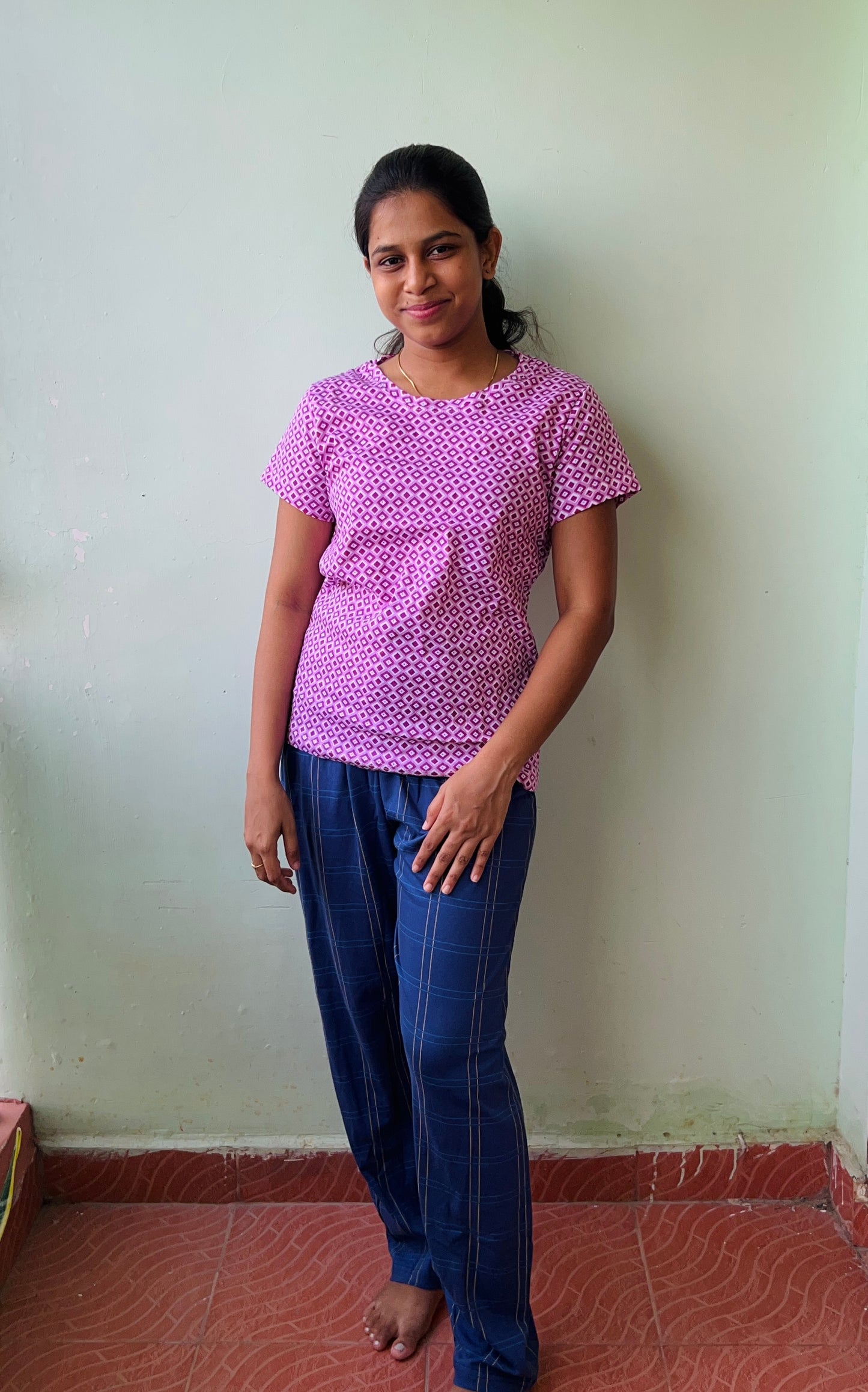 Pink Triangle Print Womens Co Ord Set
