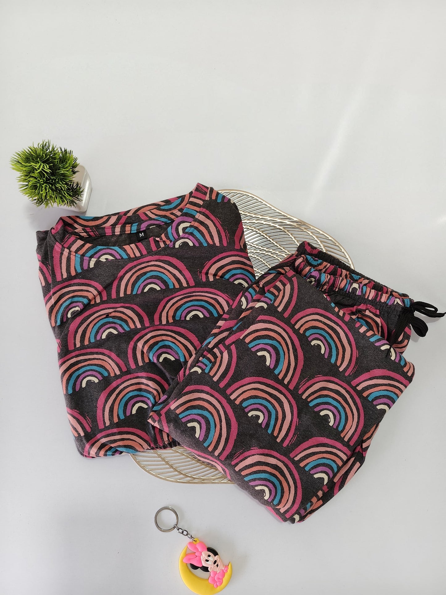 Dark Brown With Pattern Set Feeding Night Dress