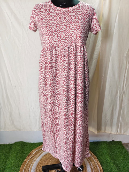 White Pattern Non Feeding Frock