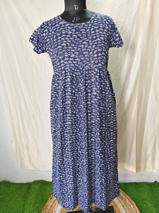 Navy Blue Flower Non Feeding Frock