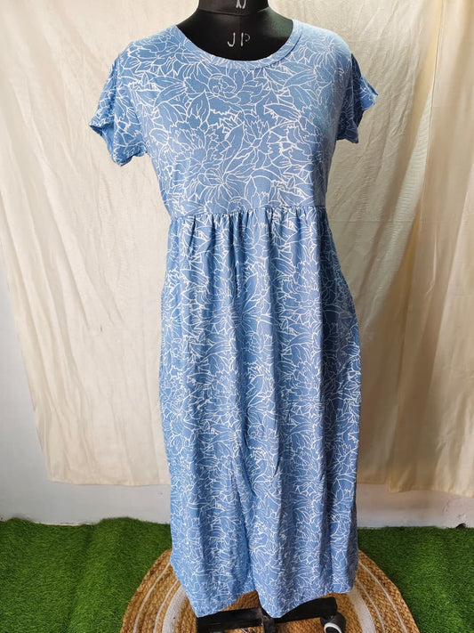 Ice Blue Floral Non Feeding Frock