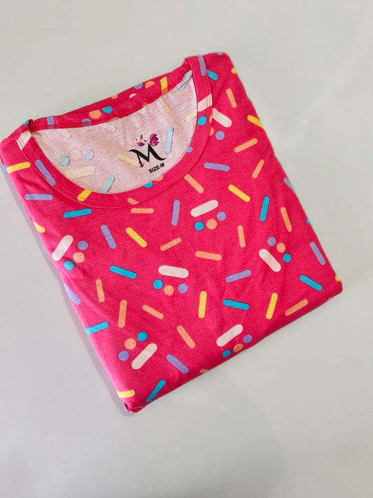 Pink Pattern Shwal Type Feeding Frock (Inner Double Side Zip)