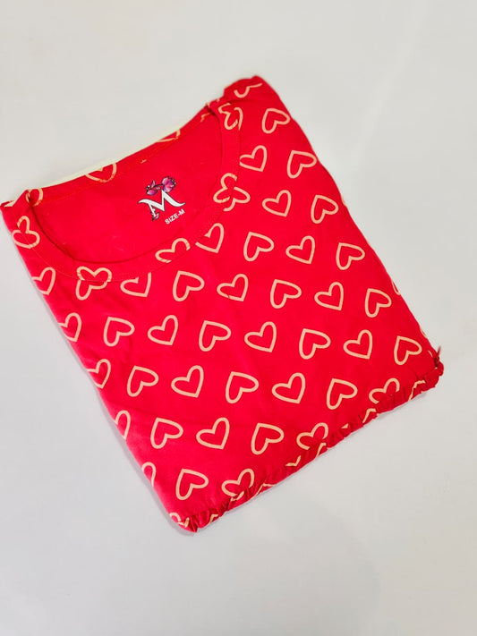 Red Heart Shwal Type Feeding Frock (Inner Double Side Zip)