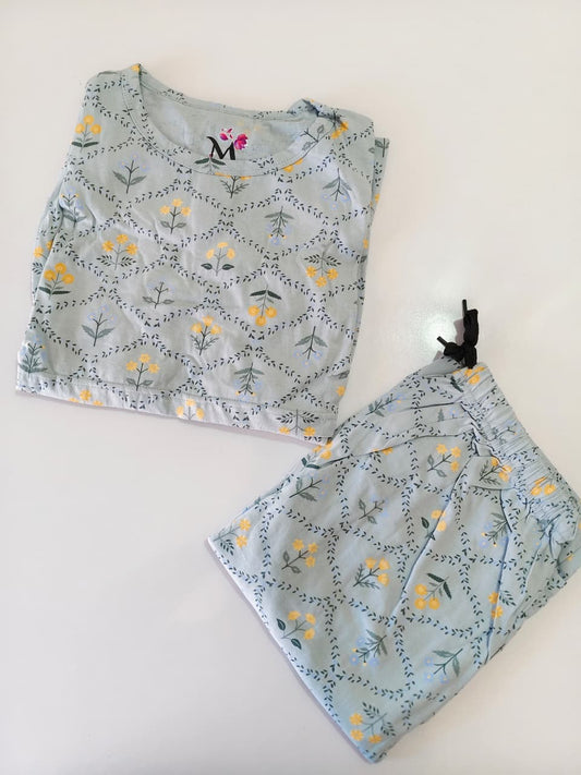 Ash Flower Print Feeding Peplum Sets