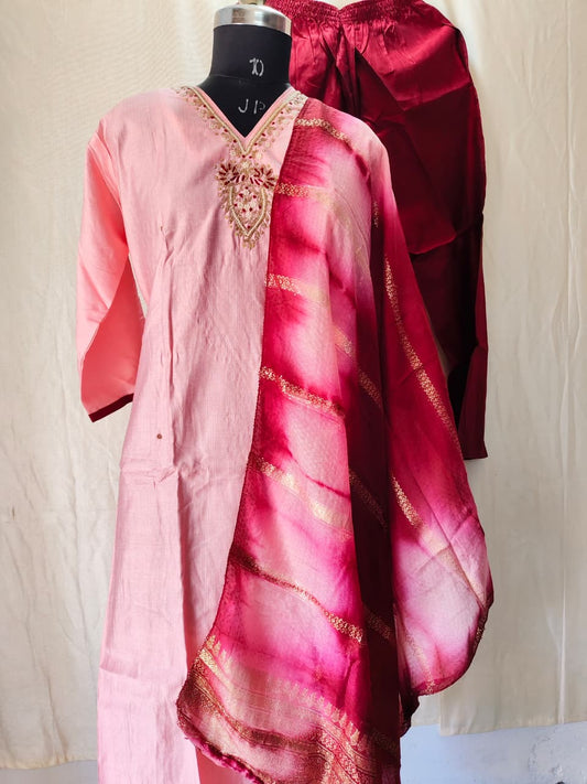 Cotton Hand Work Design Kurti Set