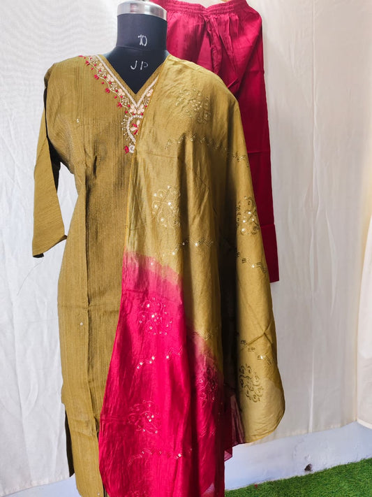 Cotton Hand Work Design Kurti Set