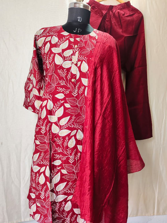 Vertican Silk Kurti Set