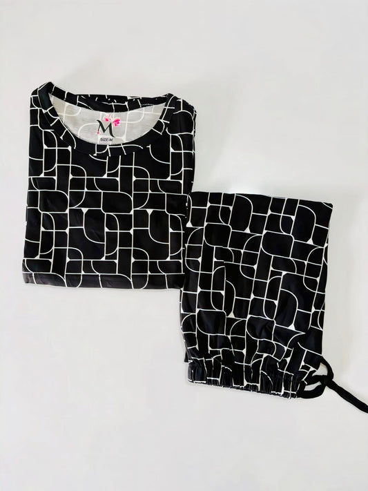 Black Texture Feeding Peplum Set