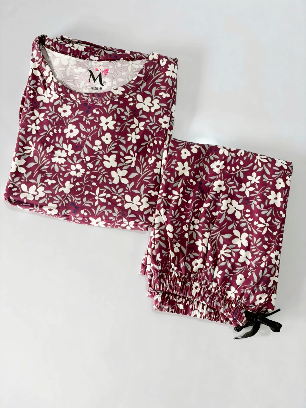 Maroon Floral Feeding Peplum Set