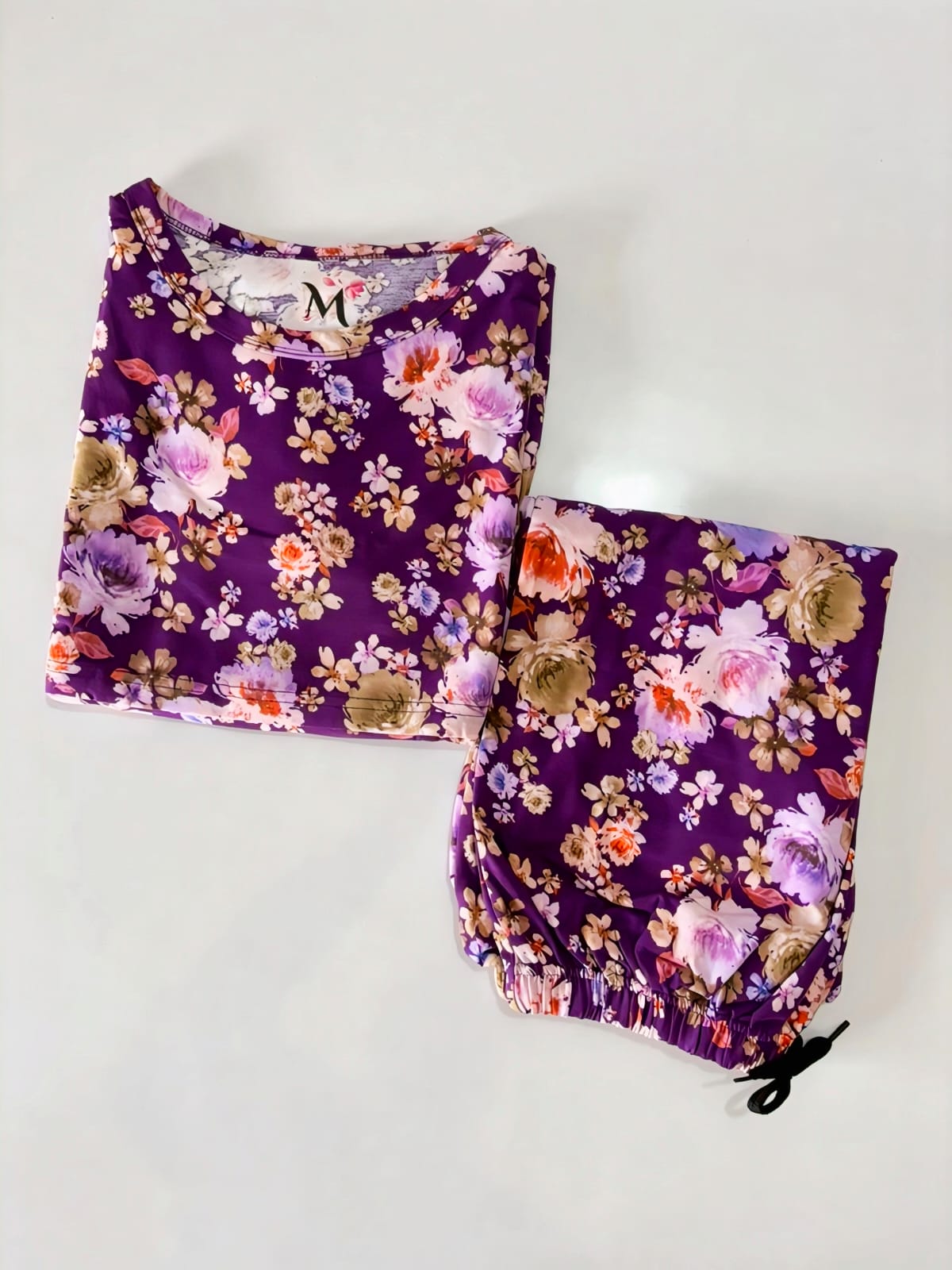 Dark Purple Floral Feeding Peplum Set