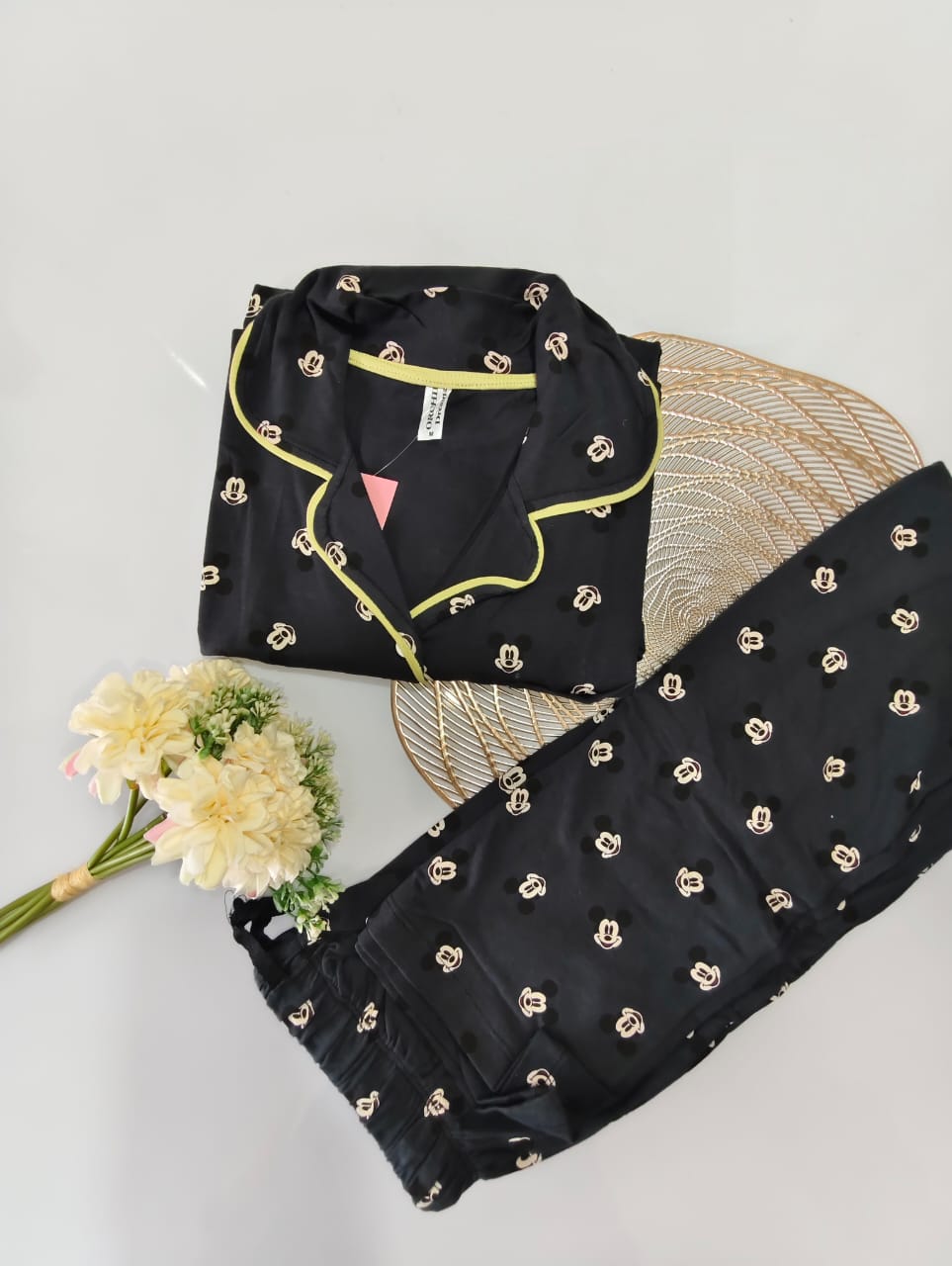 Black With Micky Mouse Collar Night Suit