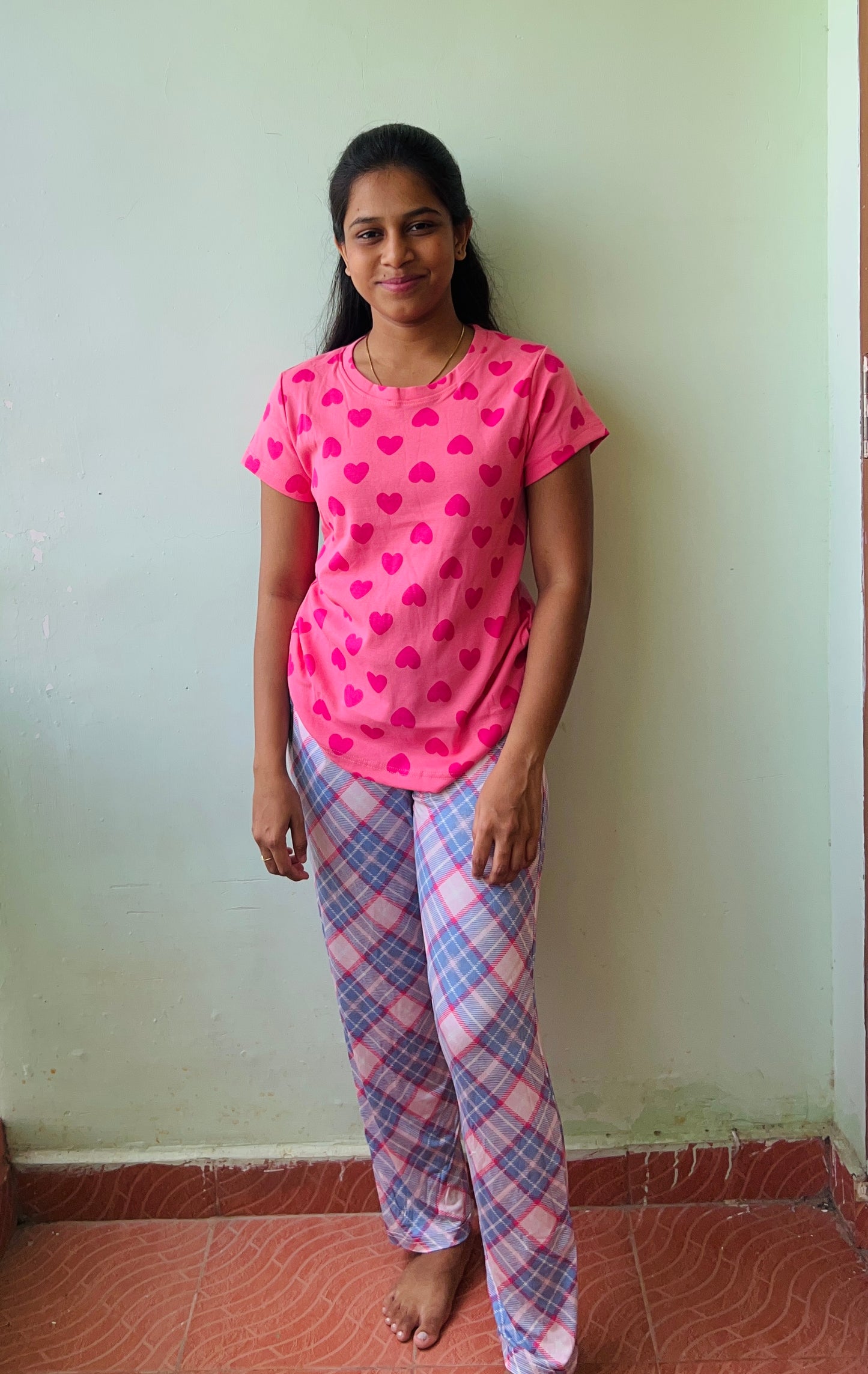 Pink Heart Tshirt Womens Co Ord Set