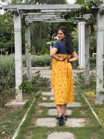 Blue With Yellow Dual Colour Feeding Frock