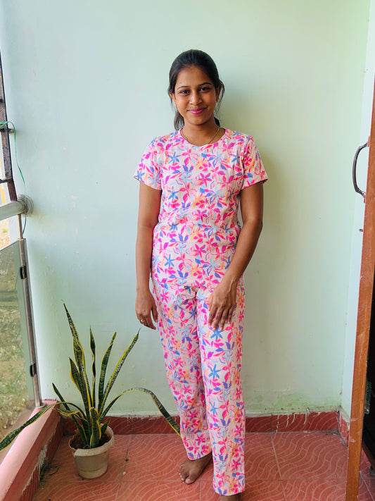 Pink Crushed cotton co ord set