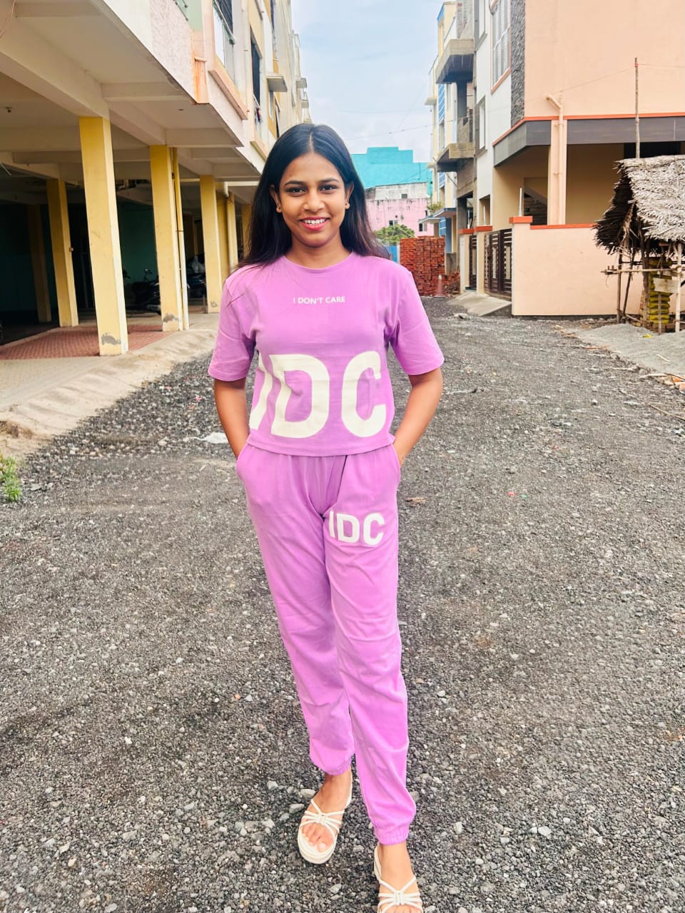 Purple Crop Top With Joggers Pant