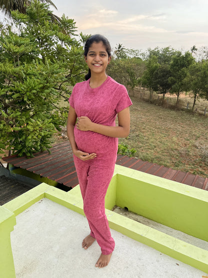 Small Flower Pink Feeding Night Dress