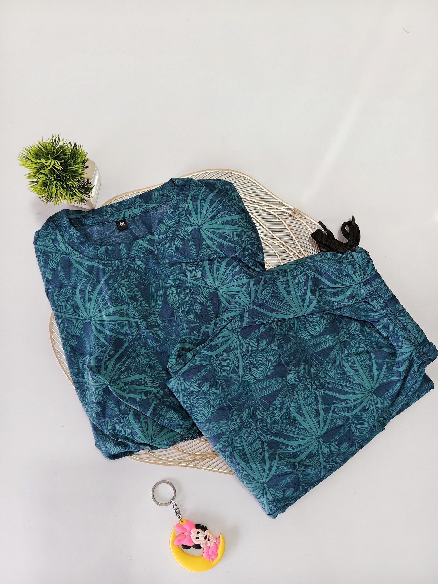 Blue With Leaf Feeding Night Dress
