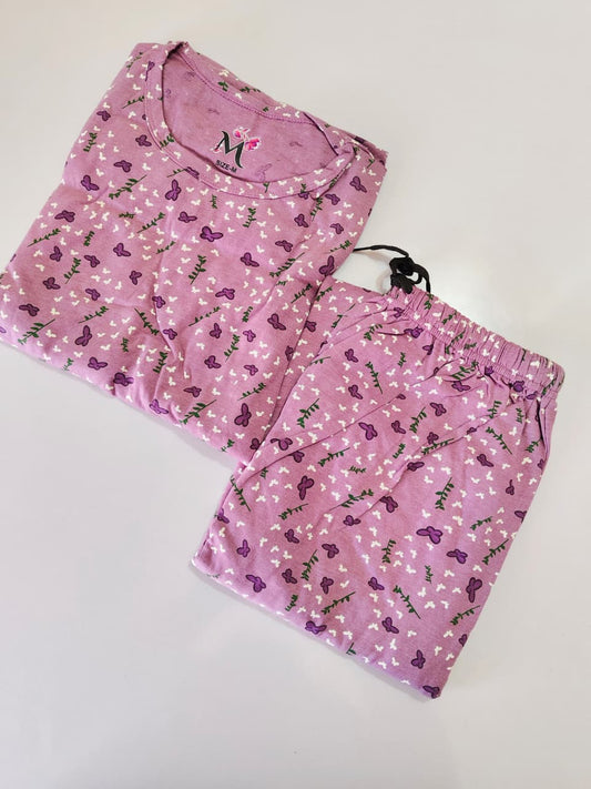 Purple Floral Pattern Peplum