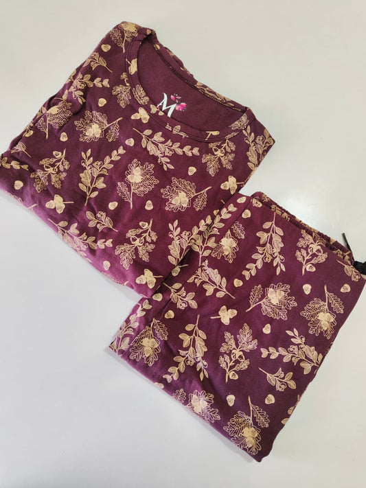Dark Purple Floral Peplum