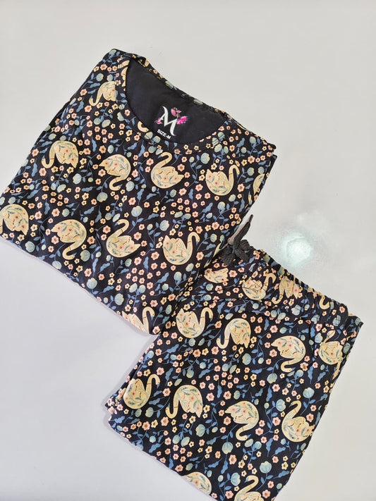 Blue All Over Print Crane  Peplum