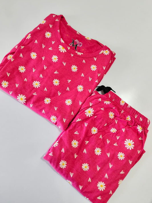 Pink Daisy Flower Print Peplum