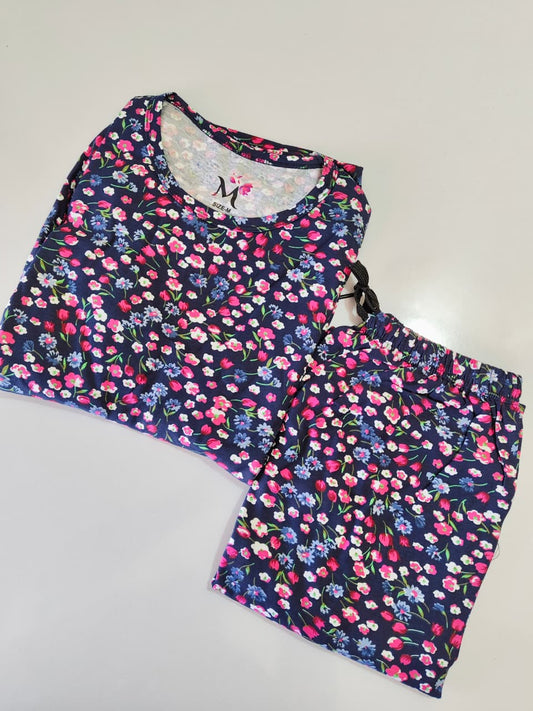 Blue With Pink Flower Peplum