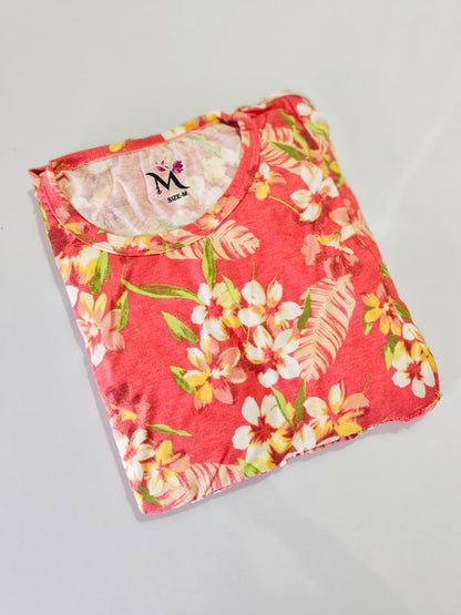 Orange Flower Shwal Type Feeding Frock (Inner Double Side Zip)