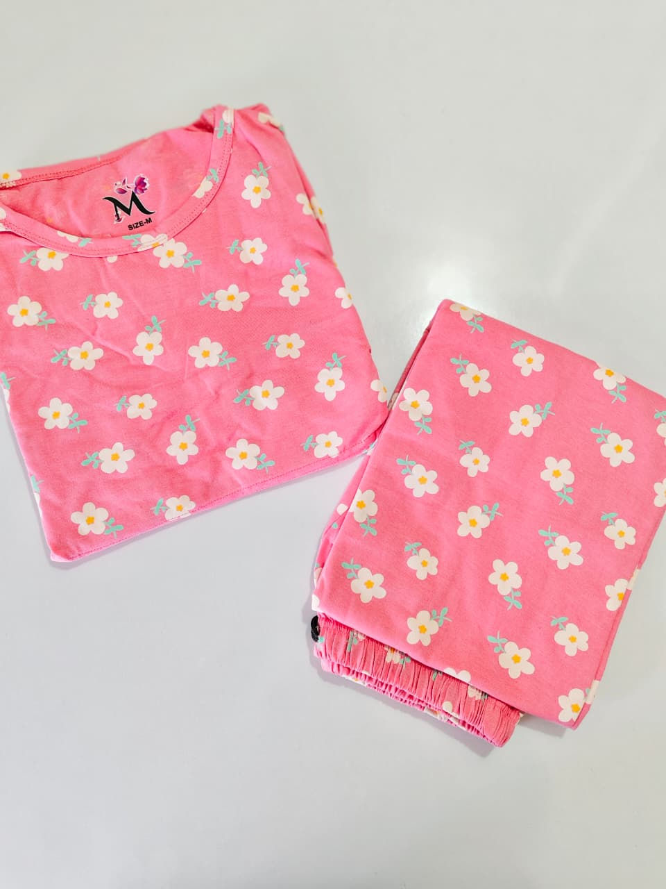 Pink Daisy Flower Feeding Peplum Sets