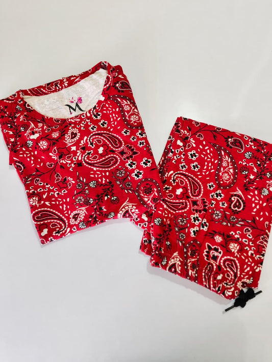 Maroon All Over Print Feeding Peplum Sets
