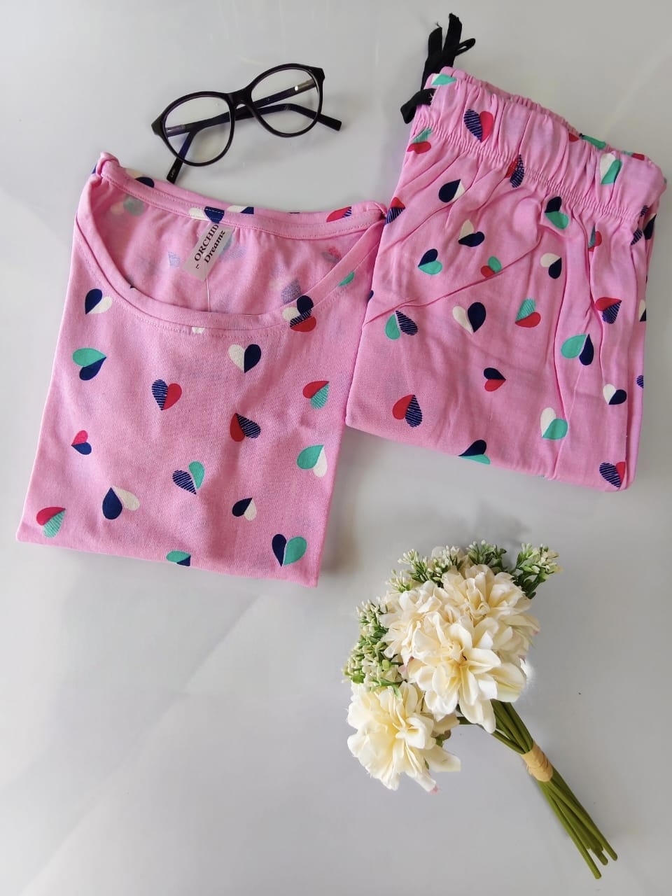 Pink Heart Womens Co Ord Set