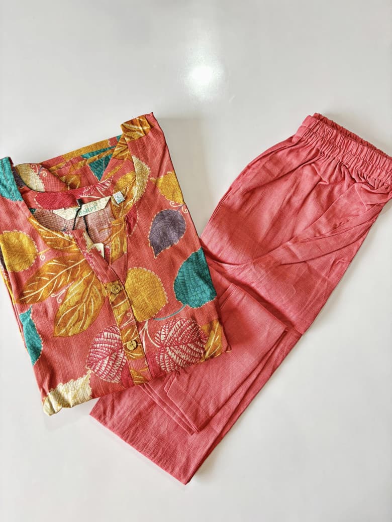 Co Ord Set With Plain Pant