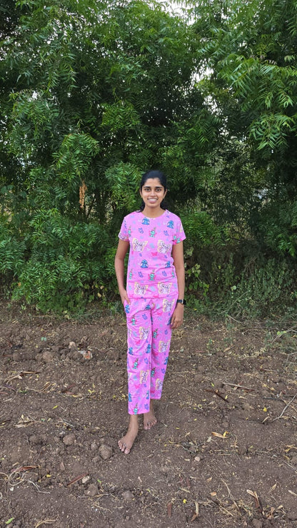 Pink Butterfly Womens Co-ord Set