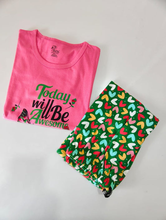 Womens Contrast Night Dress Set