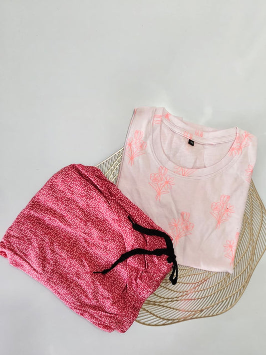 Pink Flower Womens Co Ord Set