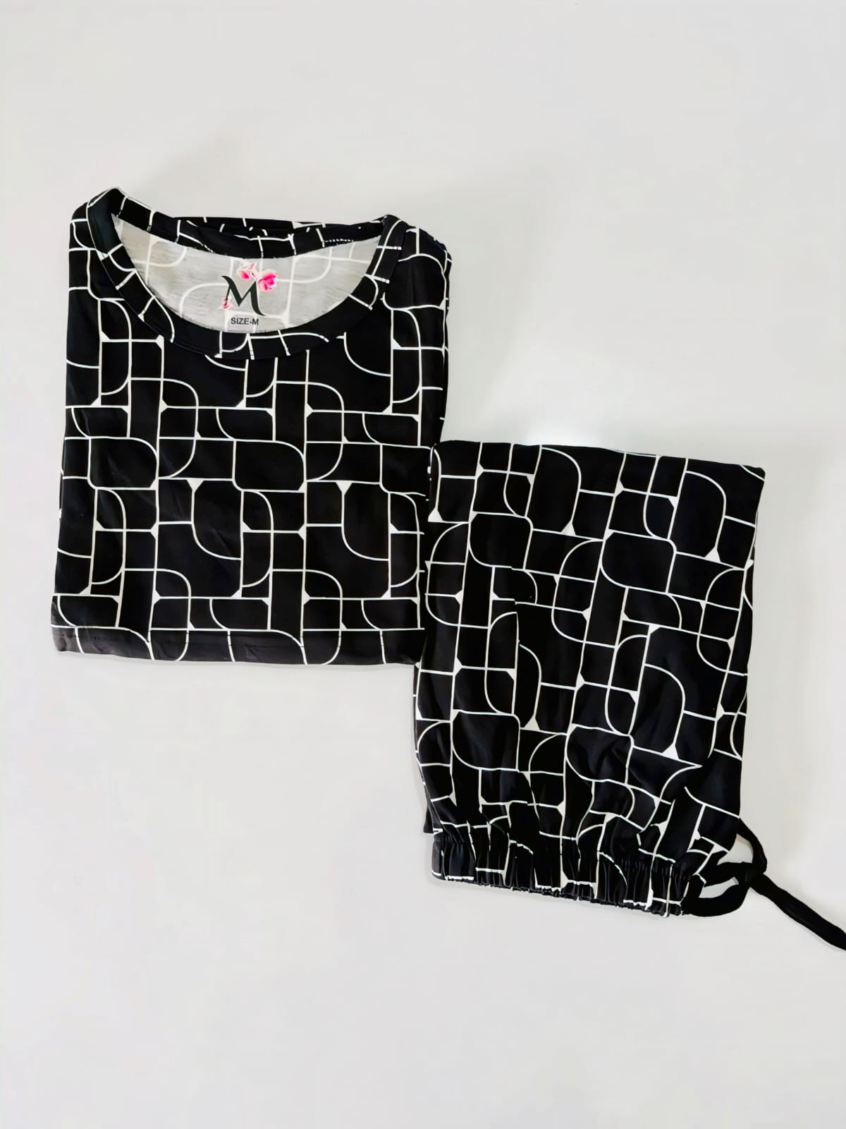 Black Texture Feeding Peplum Set