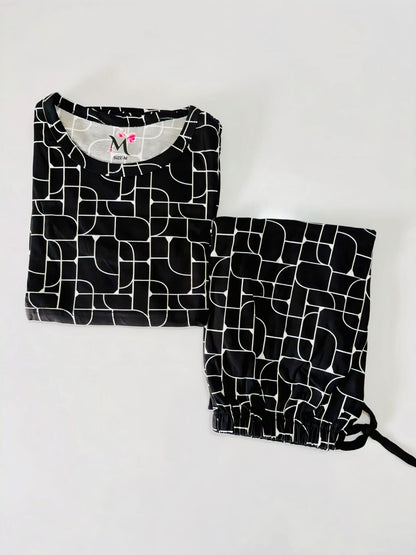 Black Texture Feeding Peplum Set