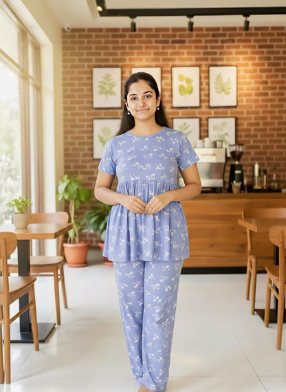 Blue Unicorn Feeding Peplum Set