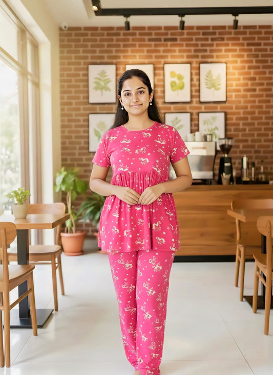 Pink Unicorn Feeding Peplum Set