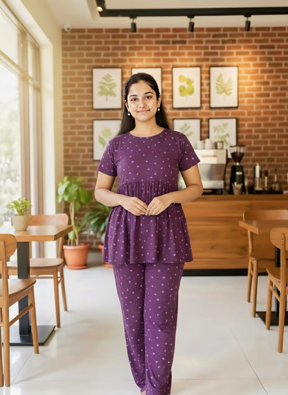 Purple Star Feeding Peplum Set