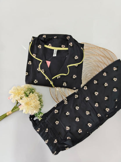 Black With Micky Mouse Collar Night Suit