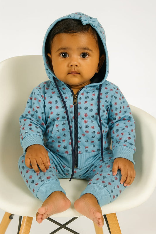 Blue flower Hoodie set