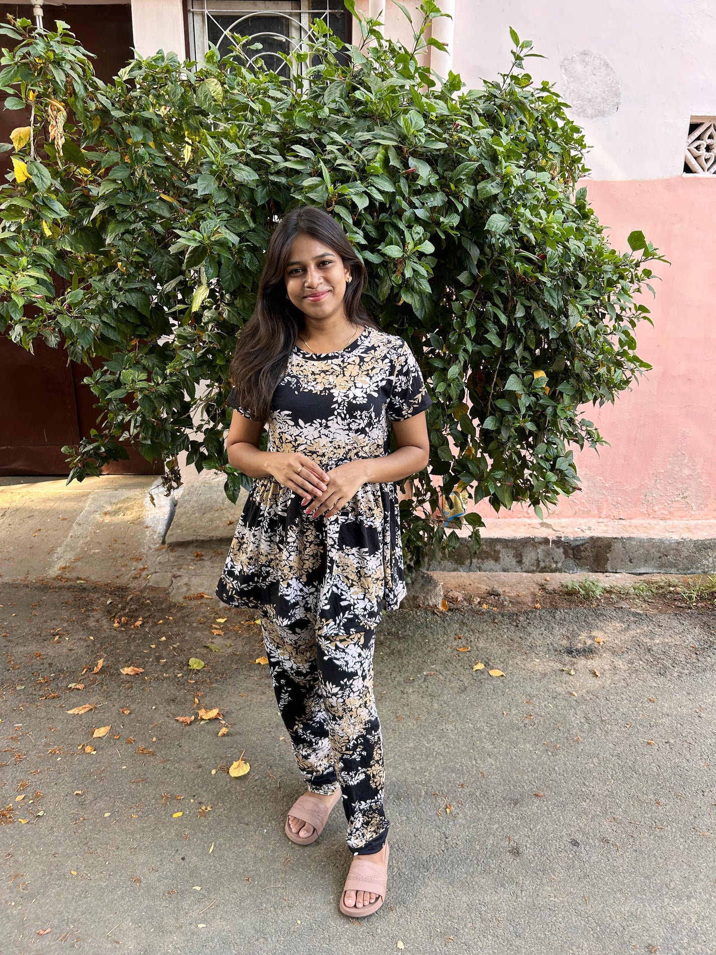 Black with Golden Peplum