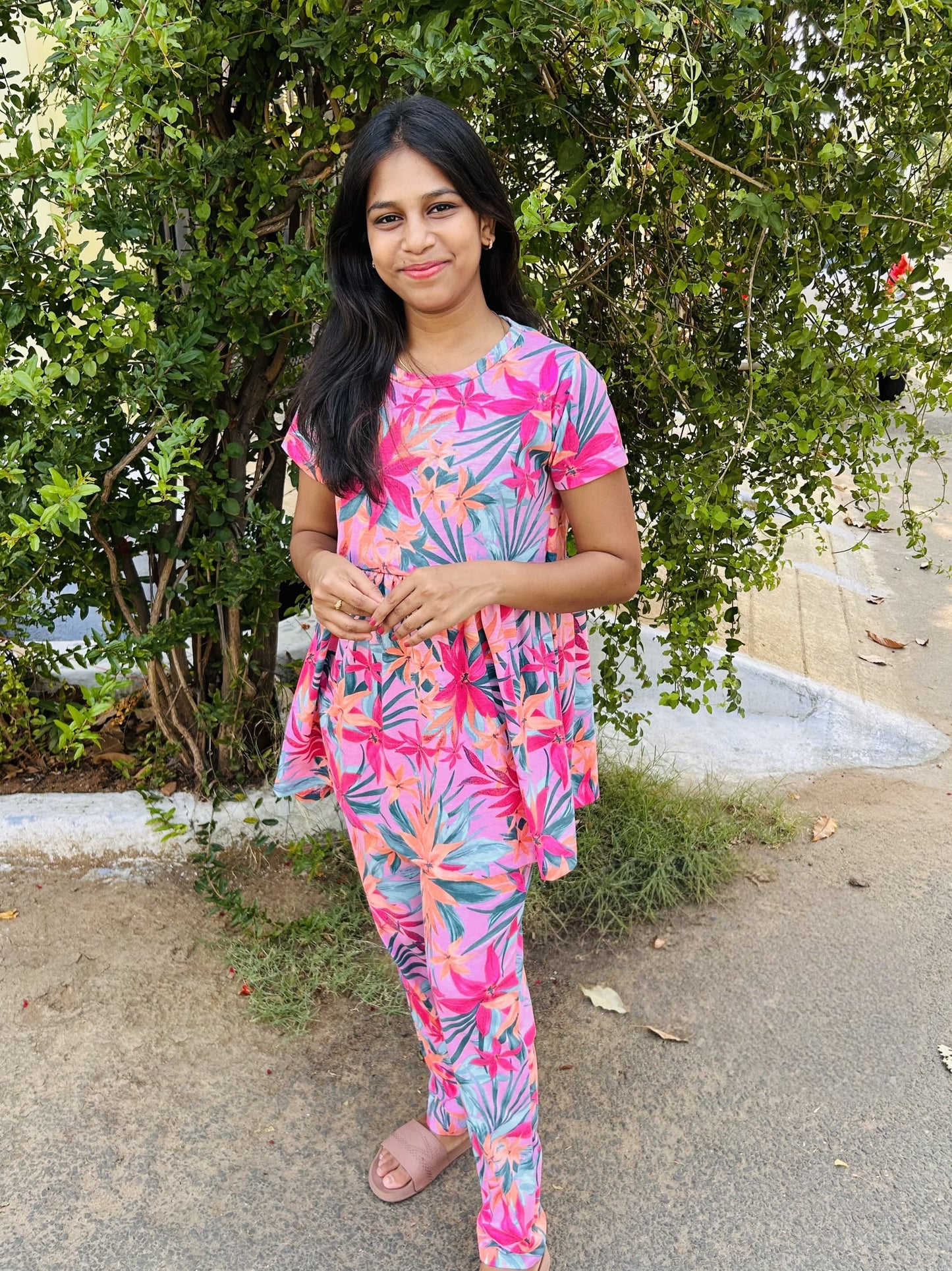 Pink Flower Peplum