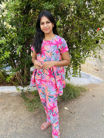 Pink Flower Peplum