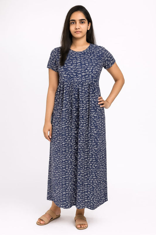 Navy Blue Flower Non Feeding Frock