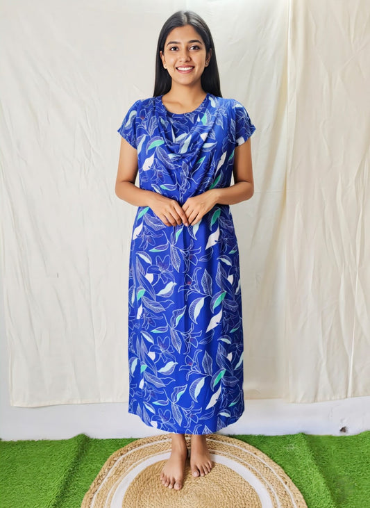 Blue With Green Shwal Type Feeding Frock (Inner Double Side Zip)