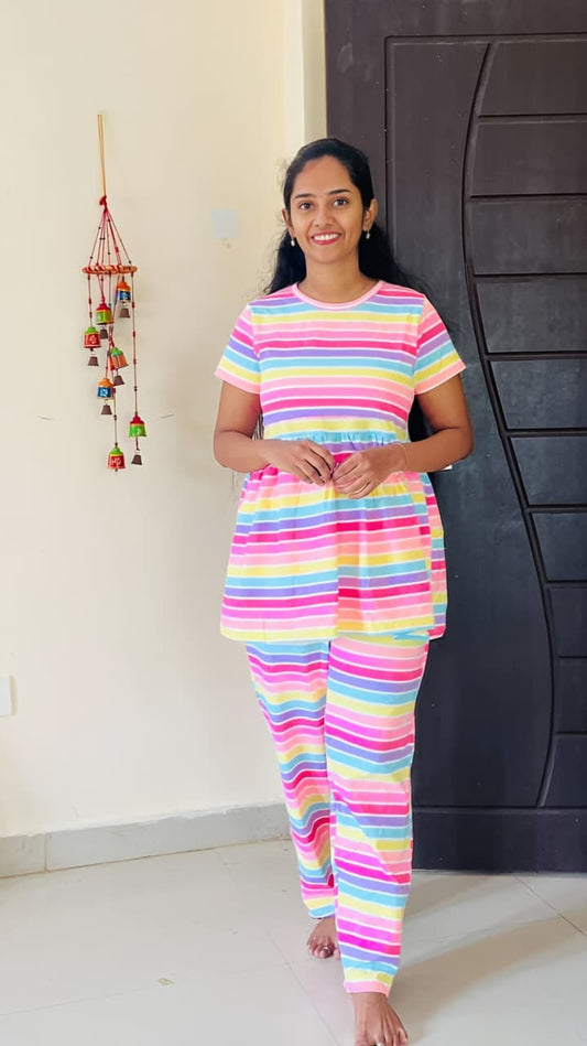Multicolor Feeding Peplum Sets