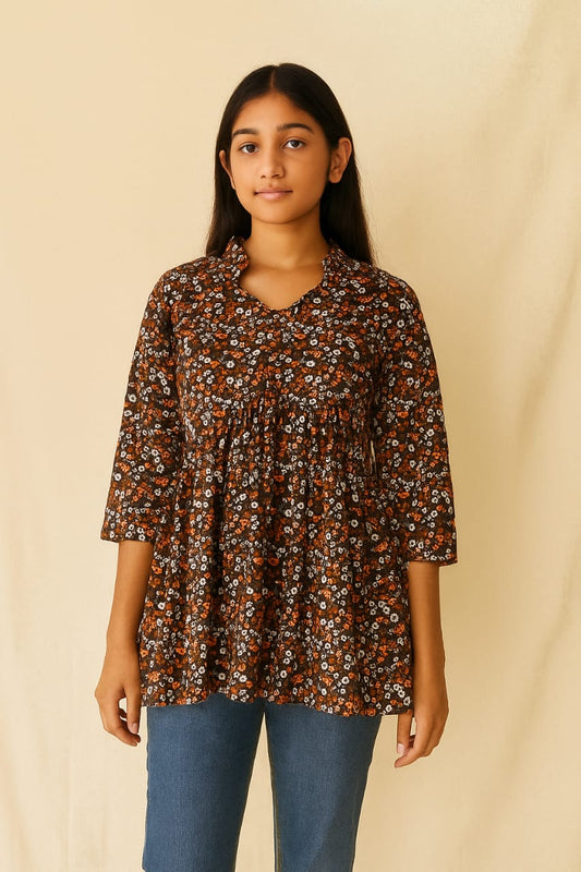 Western Popcorn Peplum Top