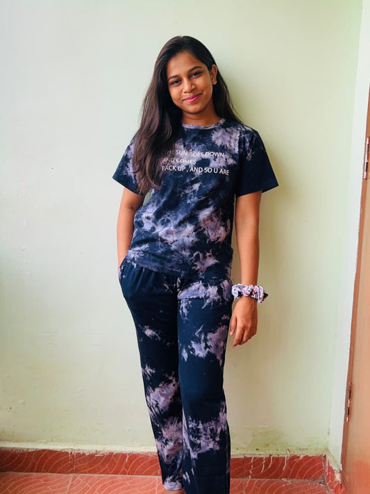 Dark Blue Tie and Dye co ord set